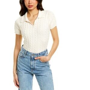 525 America Ivory Cable Knit Polo Sweater Shirt Size X-Large NWT